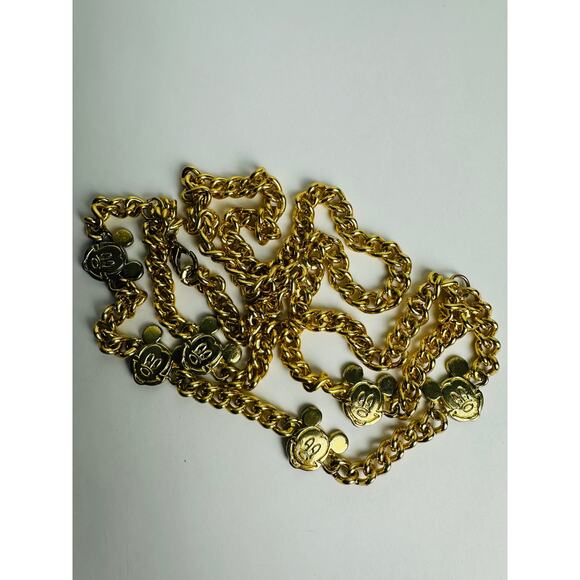 Vintage Mickey Mouse Disney Adjustable Chain Belt Glentex New York Gold Tone 42" - Picture 3 of 16